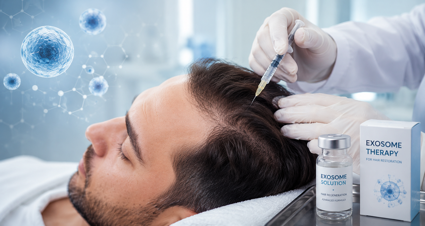 Exosome hair therapy regenerative treatment process at DermaHT Hyderabad